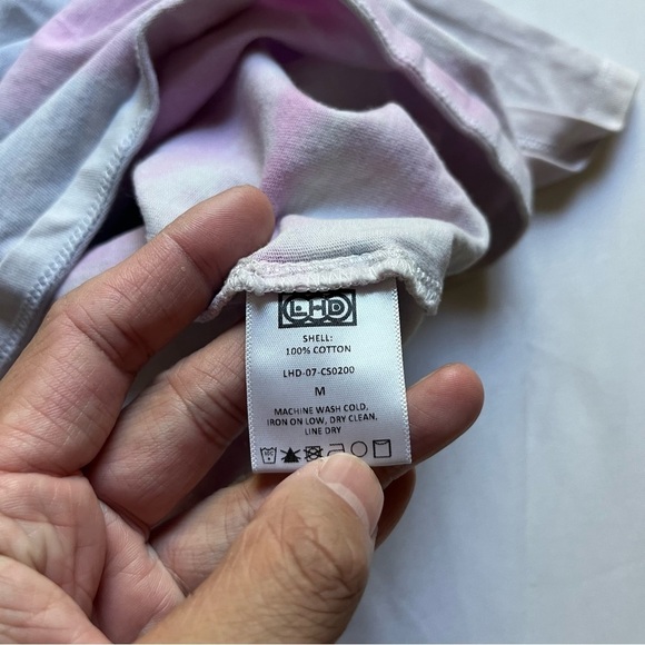 LHD white purple blue tie dye cotton cropped boxy short sleeve knit T-shirt - Picture 4 of 4